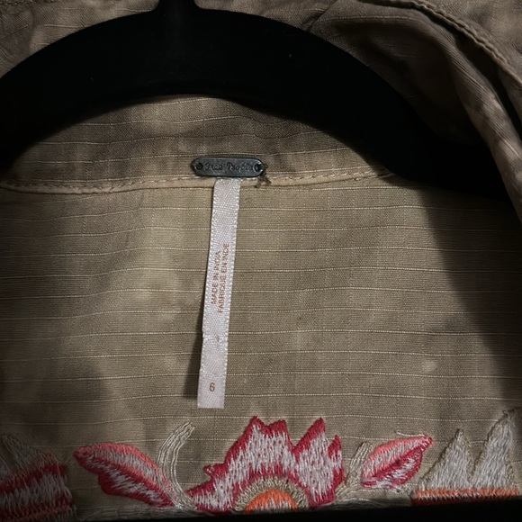 Free People Festival Embroidered Anorak Jacket in Army Combo Size 6 - Picture 6 of 6